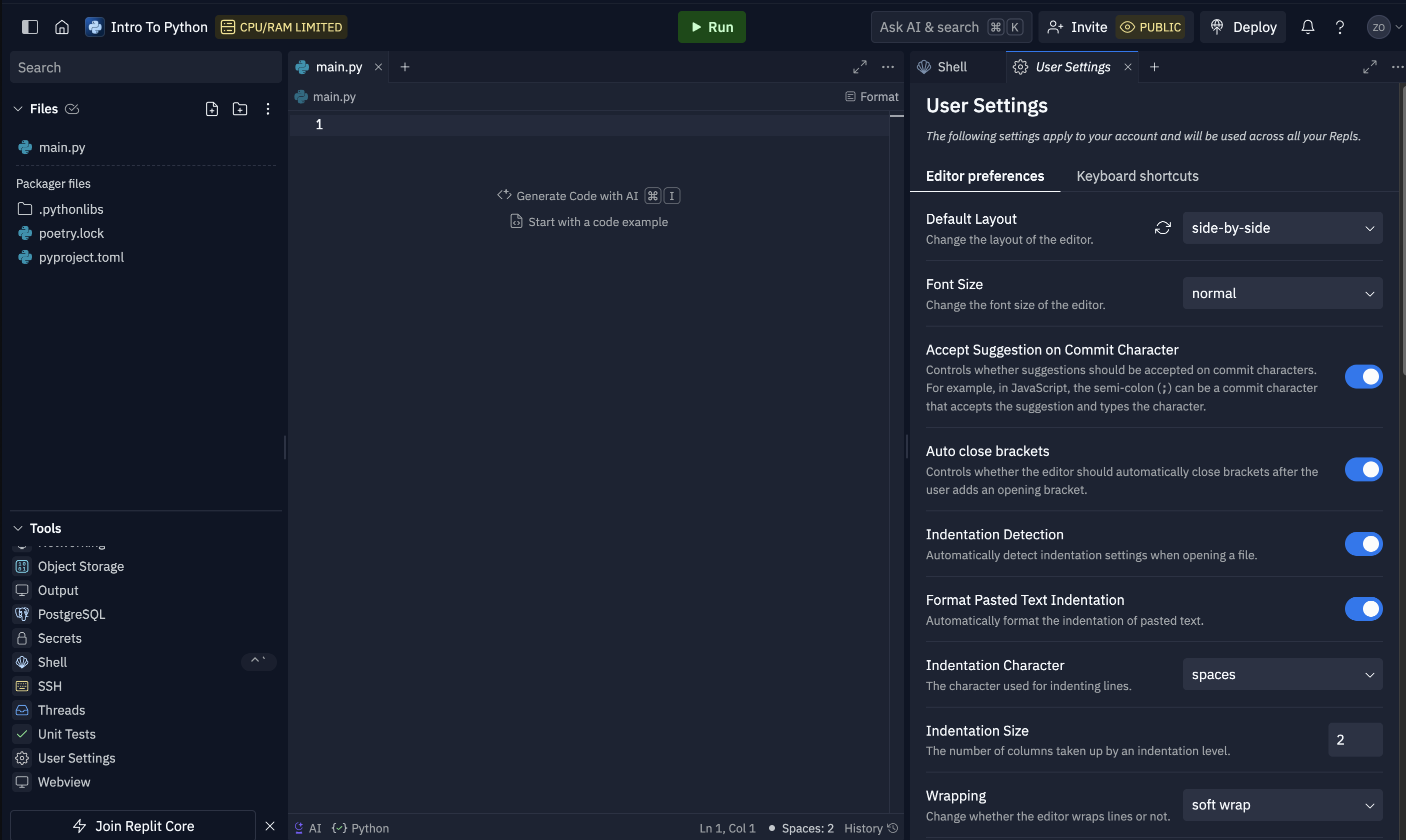 User Settings